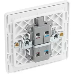 British General Evolve 20A 1-Gang DP Control Switch Brushed Steel with LED with White Inserts -Steel Switches Sales 834PY A4