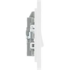British General Evolve 20A 1-Gang DP Control Switch Brushed Steel with LED with White Inserts -Steel Switches Sales 834PY A5