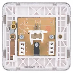 Schneider Electric Lisse Deco Slave Telephone Socket Brushed Stainless Steel with White Inserts -Steel Switches Sales 844FF A3