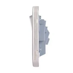 Schneider Electric Lisse Deco 13A 1-Gang SP Switched Plug Socket Brushed Stainless Steel with White Inserts -Steel Switches Sales 845FF A2