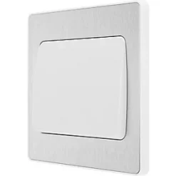 British General Evolve 20 A 16AX 1-Gang 2-Way Wide Rocker Light Switch Brushed Steel with White Inserts