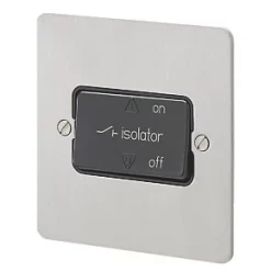 MK Edge 10A 1-Gang 3-Pole Fan Isolator Switch Brushed Stainless Steel with Black Inserts