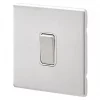 MK Aspect 10AX 1-Gang 2-Way Switch Brushed Stainless Steel with White Inserts -Steel Switches Sales 882FF P