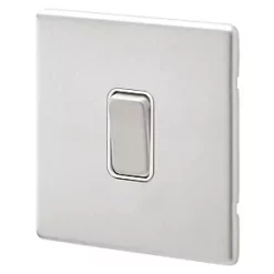 MK Aspect 10AX 1-Gang 2-Way Switch Brushed Stainless Steel with White Inserts