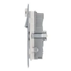 LAP 13A 2-Gang SP Switched Wi-Fi Extender Socket + 2.1A 1-Outlet Type A USB Charger Brushed Stainless Steel with White Inserts -Steel Switches Sales 883HF A2