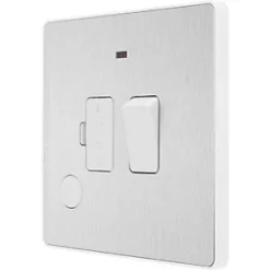 British General Evolve 13A Switched Fused Spur with LED Brushed Steel with White Inserts