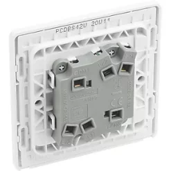 British General Evolve 20 A 16AX 2-Gang 2-Way Light Switch Brushed Steel with White Inserts -Steel Switches Sales 885PY A4