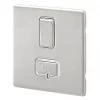 MK Aspect 13A Switched Fused Spur Brushed Stainless Steel with White Inserts -Steel Switches Sales 888FF P