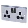 LAP 13A 2-Gang SP Switched Plug Socket Brushed Stainless Steel with Black Inserts 2 LAP 13A 2-Gang SP Switched Plug Socket Brushed Stainless Steel with Black Inserts -Steel Switches Sales 9183C P