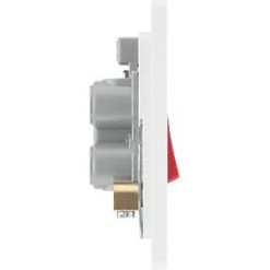 British General Evolve 45A 1-Gang 2-Pole Cooker Switch Brushed Steel with LED with White Inserts -Steel Switches Sales 933PY A5