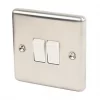 LAP 10AX 2-Gang 2-Way Light Switch Brushed Stainless Steel with White Inserts -Steel Switches Sales 94390 P