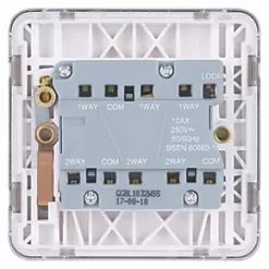 Schneider Electric Lisse Deco 10AX 3-Gang 2-Way Light Switch Brushed Stainless Steel with White Inserts -Steel Switches Sales 946FF A3