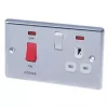 LAP 45A 2-Gang DP Cooker Switch & 13A DP Switched Socket Brushed Stainless Steel with Neon with White Inserts 1 LAP 45A 2-Gang DP Cooker Switch & 13A DP Switched Socket Brushed Stainless Steel with Neon with White Inserts -Steel Switches Sales 94738 P