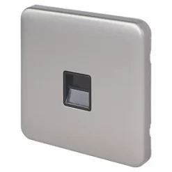 Schneider Electric Lisse Deco Slave Telephone Socket Brushed Stainless Steel with Black Inserts