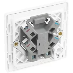 British General Evolve 13A Unswitched Fused Spur with LED Brushed Steel with White Inserts -Steel Switches Sales 953PX A4