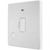 British General Evolve 13A Unswitched Fused Spur with LED Brushed Steel with White Inserts -Steel Switches Sales 953PX P