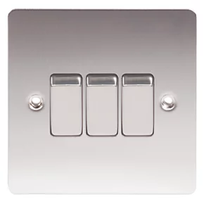 LAP 10AX 3-Gang 2-Way Light Switch Brushed Stainless Steel 4 LAP 10AX 3-Gang 2-Way Light Switch Brushed Stainless Steel - Image 2