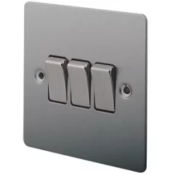 LAP 10AX 3-Gang 2-Way Light Switch Brushed Stainless Steel