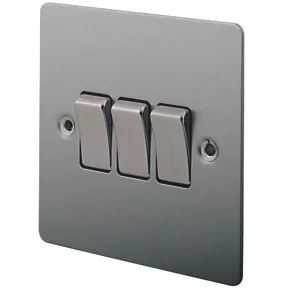 LAP 10AX 3-Gang 2-Way Light Switch Brushed Stainless Steel 3 LAP 10AX 3-Gang 2-Way Light Switch Brushed Stainless Steel