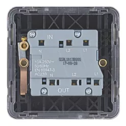 Schneider Electric Lisse Deco 10A 1-Gang 3-Pole Fan Isolator Switch Brushed Stainless Steel with Black Inserts -Steel Switches Sales 962FF A3