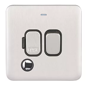 Schneider Electric Lisse Deco 13A Switched Fused Spur Brushed Stainless Steel with Black Inserts 4 Schneider Electric Lisse Deco 13A Switched Fused Spur Brushed Stainless Steel with Black Inserts - Image 2