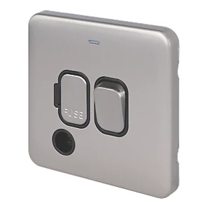 Schneider Electric Lisse Deco 13A Switched Fused Spur Brushed Stainless Steel with Black Inserts 3 Schneider Electric Lisse Deco 13A Switched Fused Spur Brushed Stainless Steel with Black Inserts