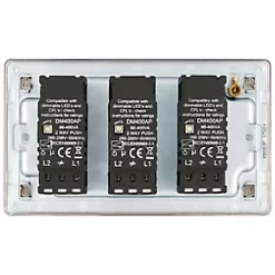 LAP 3-Gang 2-Way LED Dimmer Switch Brushed Stainless Steel -Steel Switches Sales 984KJ A3