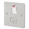 MK Edge 13A Switched Fused Spur with Neon Brushed Stainless Steel with White Inserts 2 MK Edge 13A Switched Fused Spur with Neon Brushed Stainless Steel with White Inserts -Steel Switches Sales 986FF P