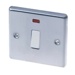 LAP 20A 1-Gang DP Control Switch Brushed Stainless Steel with Neon with White Inserts